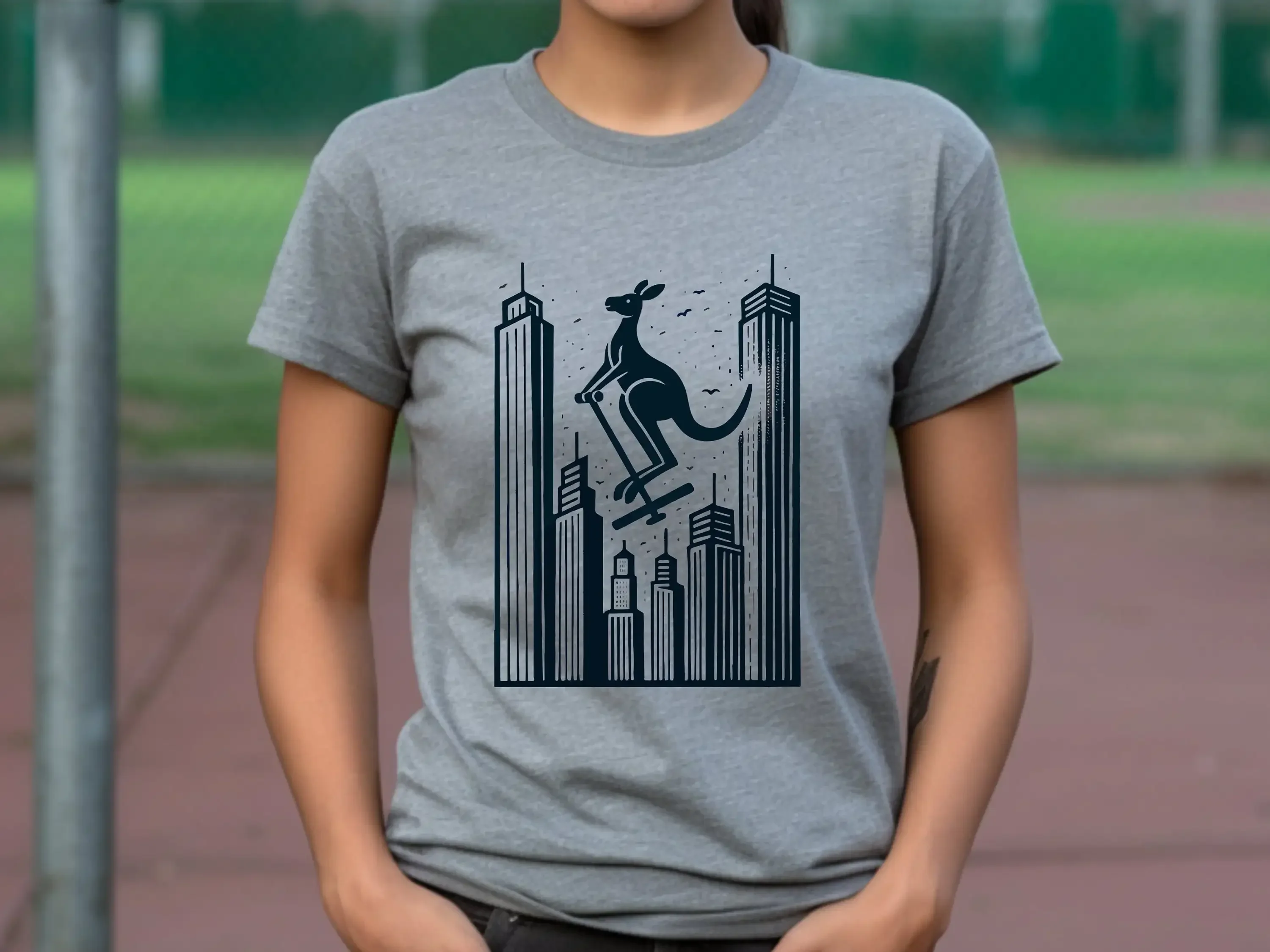 Kangaroo T Shirt Pogo Stick Australia Urban Bouncing Animal Lover