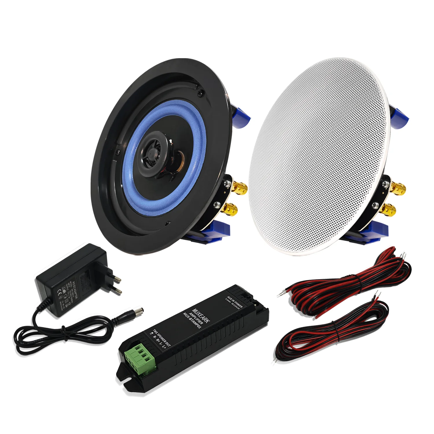 2 قطعة 4 ''مكبرات صوت سقف بلوتوث 160 واط 2-Way فلوش جبل نظام مكبرات الصوت مع جهاز استقبال مكبر للصوت الصغير لمكتب المسرح المنزلي #1