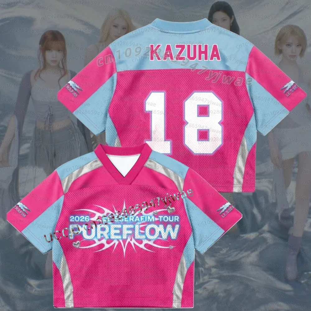 2026 Kpop Pink Jersey C-Chaewon Sakura Fans Graphic Short Sleeved Pop Music Tee Fan Gift Men's Women Cosplay Kids Adult T-Shirts view 5