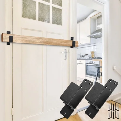 Imagen 2 del producto Soportes de barricada para puerta, soporte de barra abierta, soporte en U de acero al carbono resistente para 2 por 4 hogares de madera, lancer, cobertizo, garaje, puerta, 2 uds.