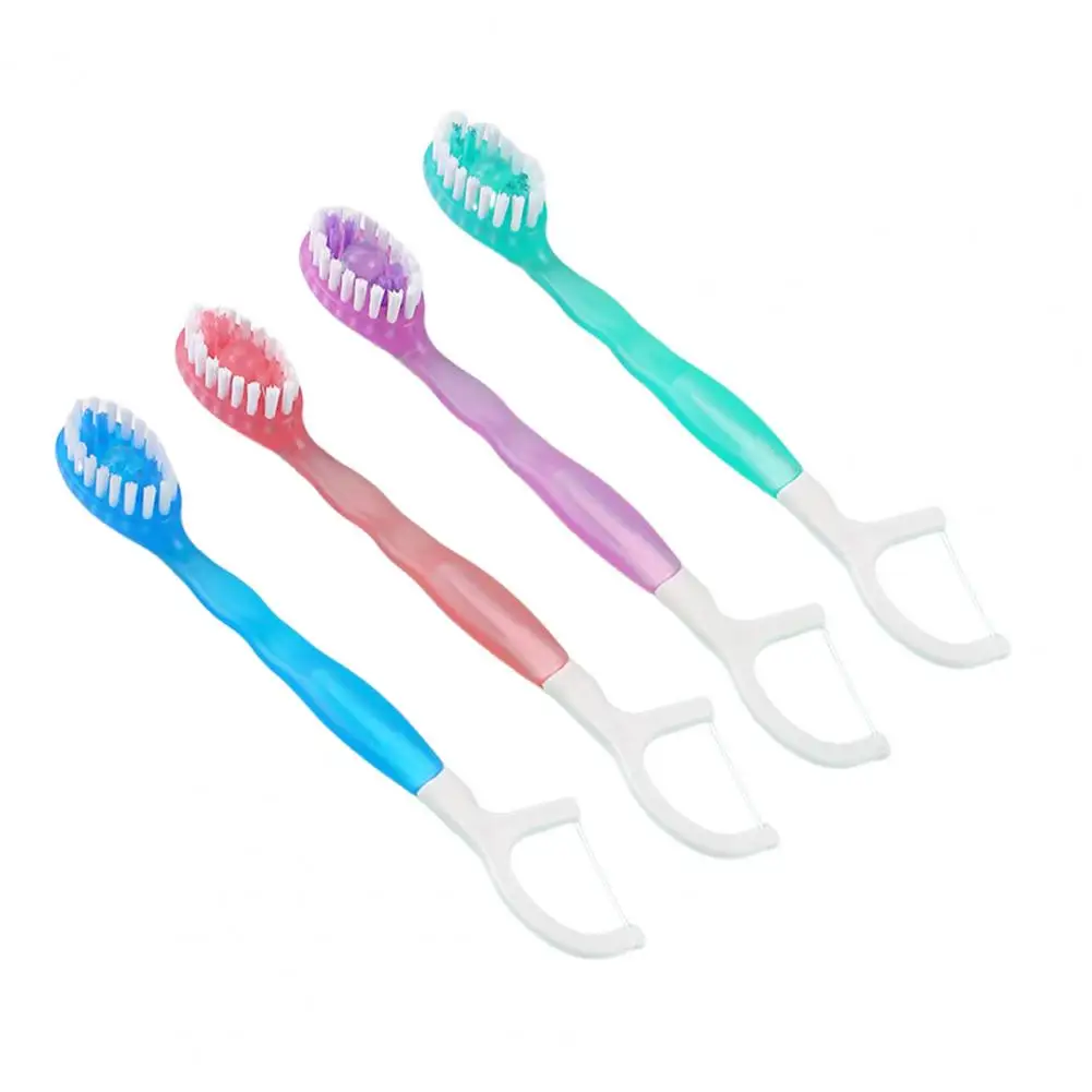 5-in-1 Toothbrush Floss Disposable Toothbrush Dental Wire 12pcs Disposable Toothbrush Kit with Dental Floss Tongue for Travel