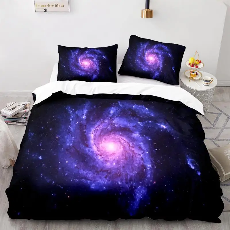 

Starry Sky Duvet Cover Twin Size Universe Decor Twin Bedding Set Microfiber Outer Space Theme Milky Way Galaxy Comforter Cover