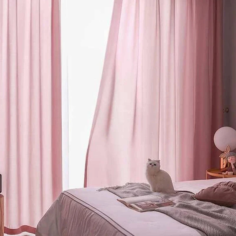 Pink Velvet Curtains Are Light-transmitting and Opaque Gauze Curtains for Bedroom Living Room Balcony Sunshade