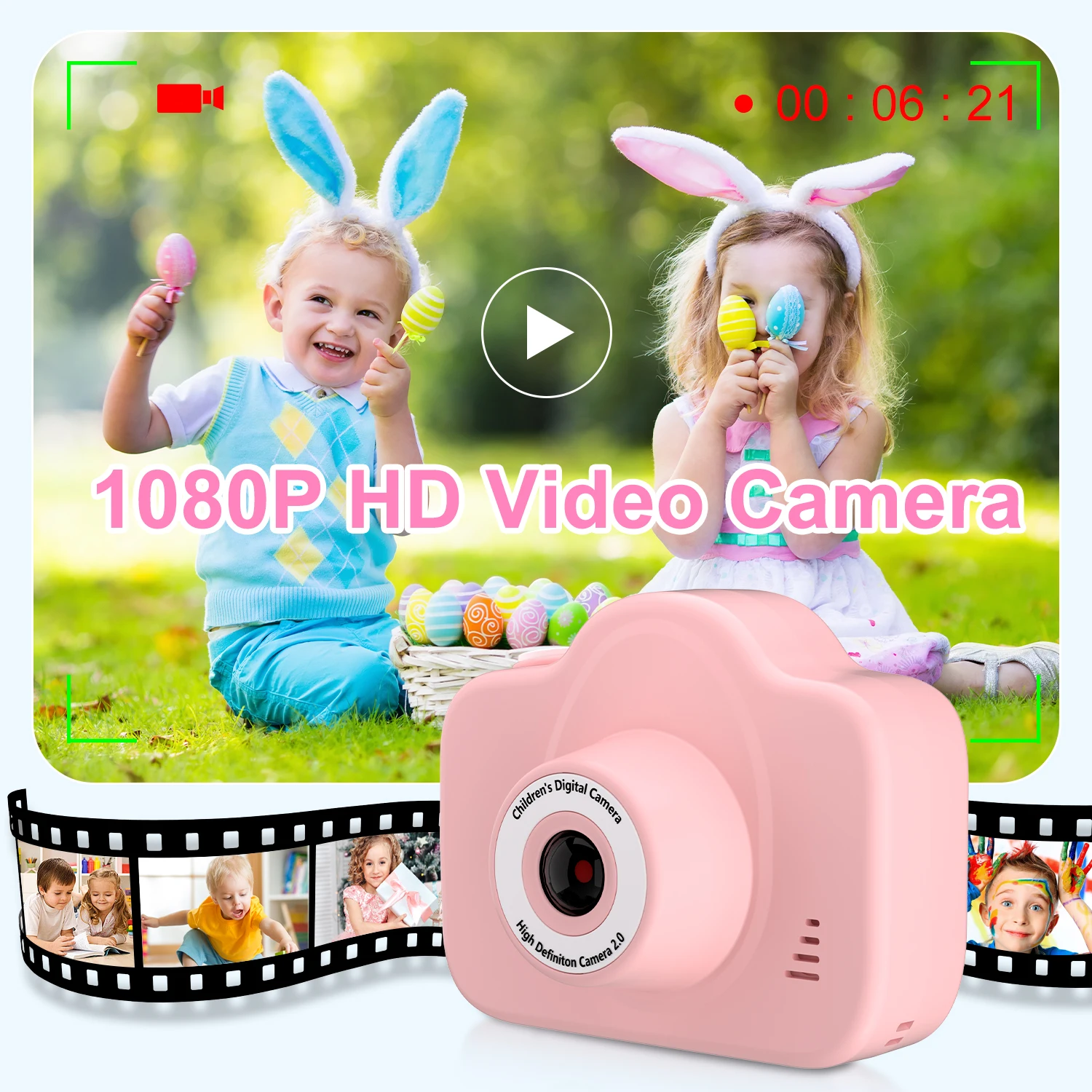 Kids Digital Dual Camera 1080P HD Video Toy - Mini Cam with Color Display Children Birthday Gift