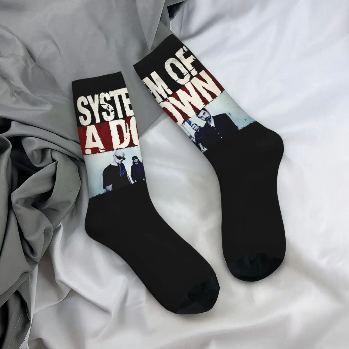 Lustige glückliche Männer Kompression socken grandiose Retro Harajuku System eines Down Hip Hop Neuheit Muster Crew verrückte Socken Geschenk