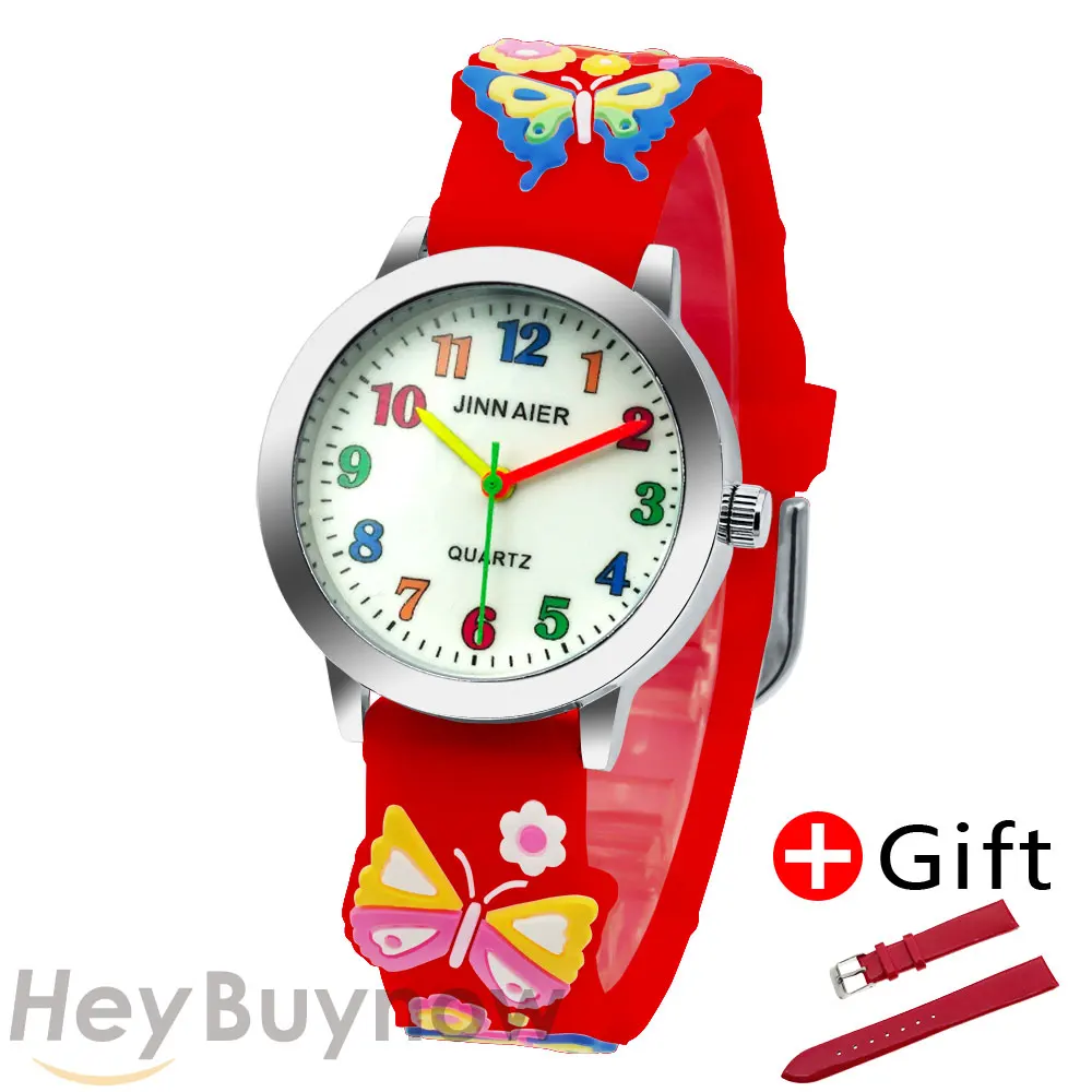 2023 Grappige 3D Cartoon Vlinder Dinosaur Kinderen Horloge Mode Kleur Wijzerplaat Quartz Jongens En Meisjes 'Horloge Montre Enfant Vullen