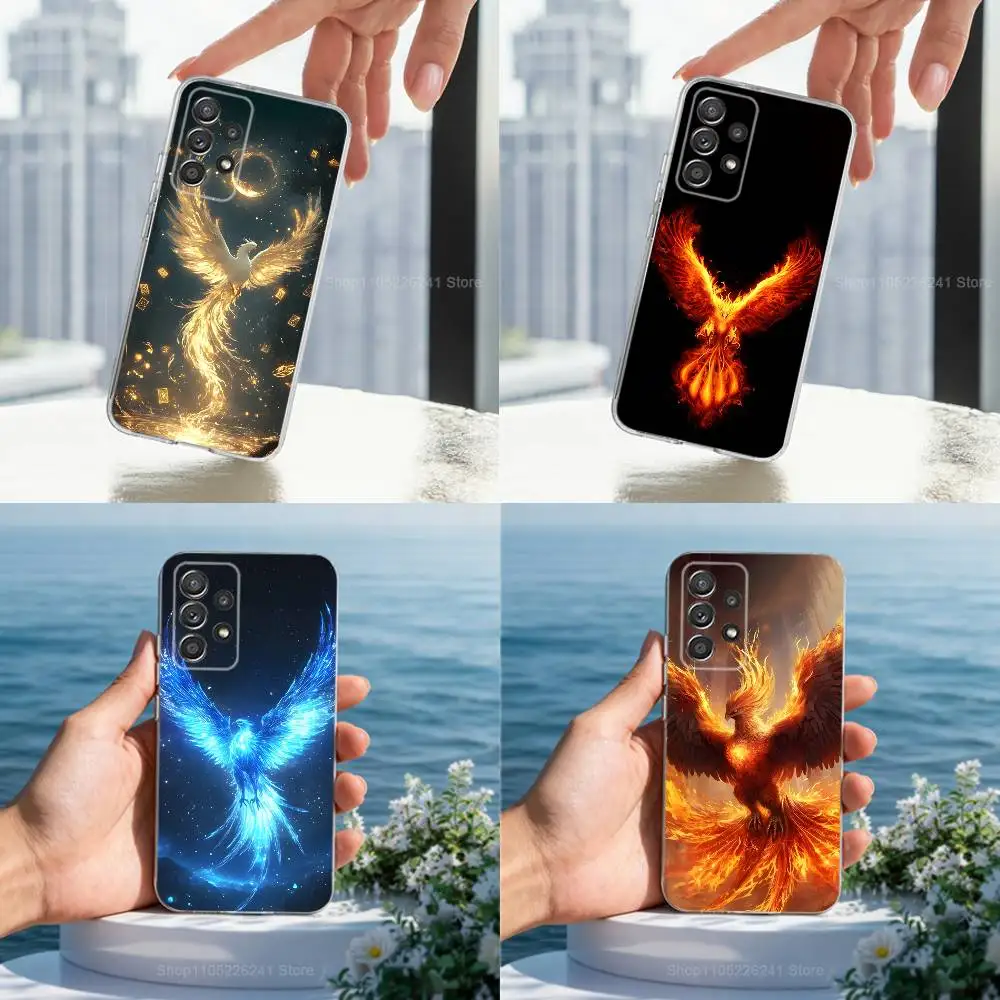 

Red Blue Myth Phoenix Phone For Samsung A30,71,51,S20,10,9,Ultra,FE,Lite, S21,23,22,PIus,Transparent, Silicone Case