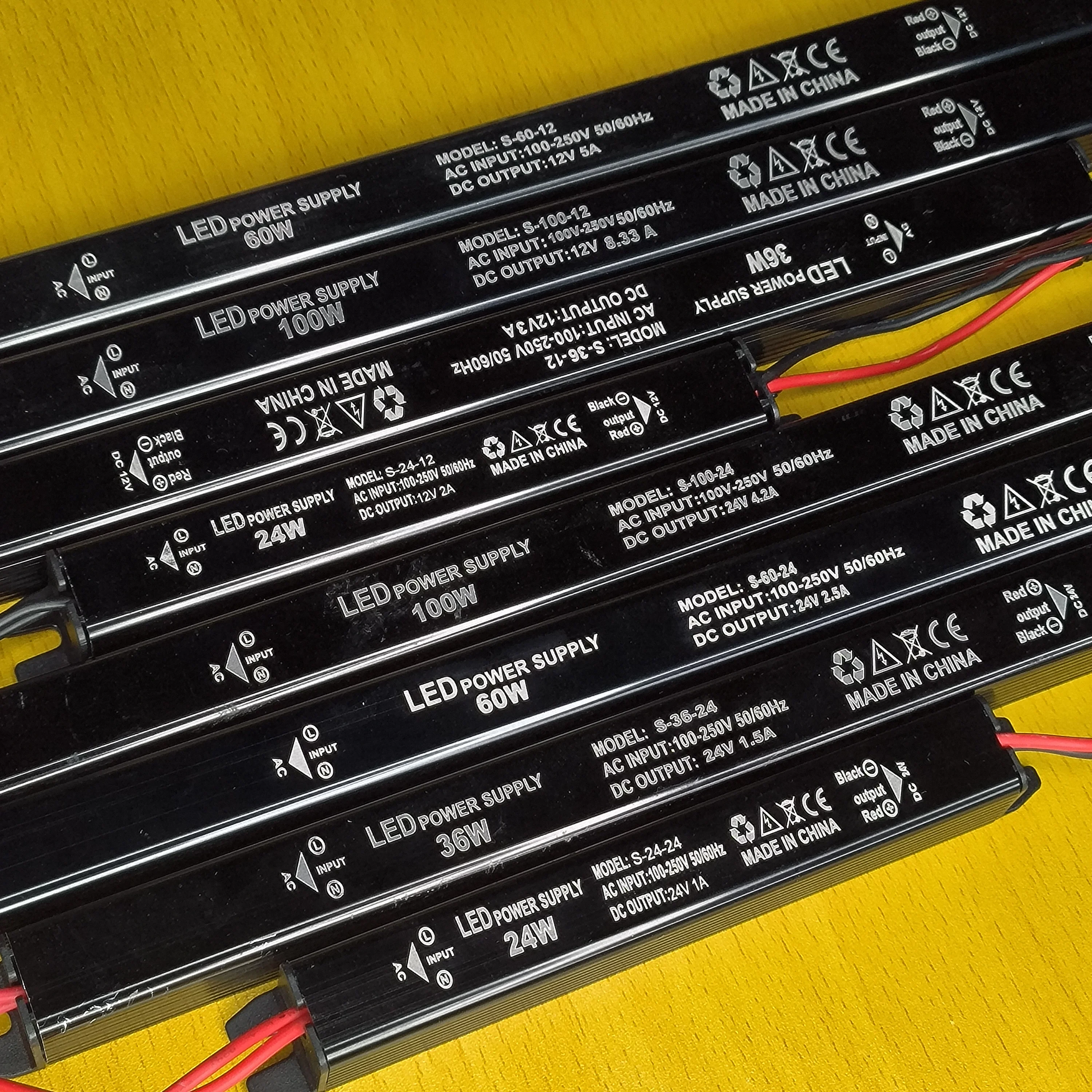 DC 24V 12V LED cienki zasilacz oświetlenie 1/2/szt transformator AC120-240V 24W 36W 60W 100W dla adaptera sterownika światła LED