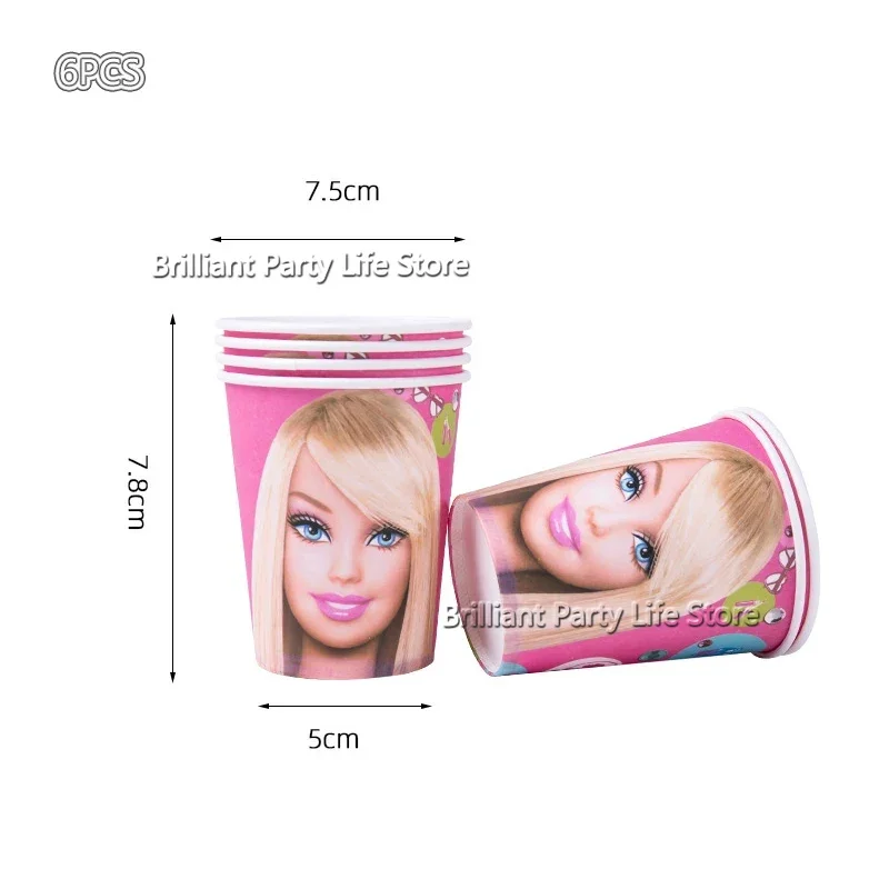 Barbie Party Tableware Barbie Princess Backdrop Girls Birthday Party Decoration Plate Cup Napkins Balloons Baby Shower Supplies