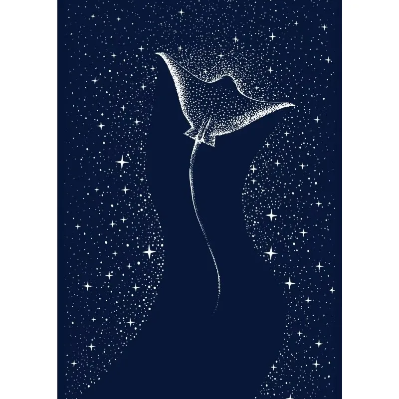 Nordic Cosmic Ocean Animals Poster Starry Jellyfish Turtle Whale Canvas Painting Wall Art Picture for Living Room Home Decor