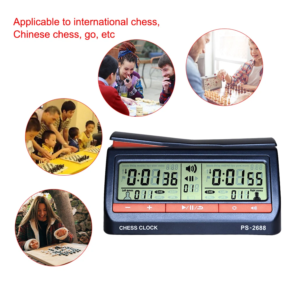 Chess Digital Timer USB Charging Count Up Down Timer Multifunctional Chess Clock Hour Meter Stopwatch for Family Personal Use