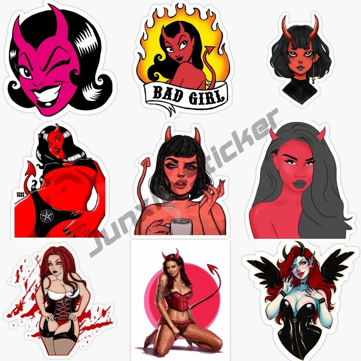 Pinup Sticker Devil Demon Girl Car Sticker Sexy Girls Devil Pinup Woman Laptop or Automotive Pin Up Lethal Threat Devil Decal