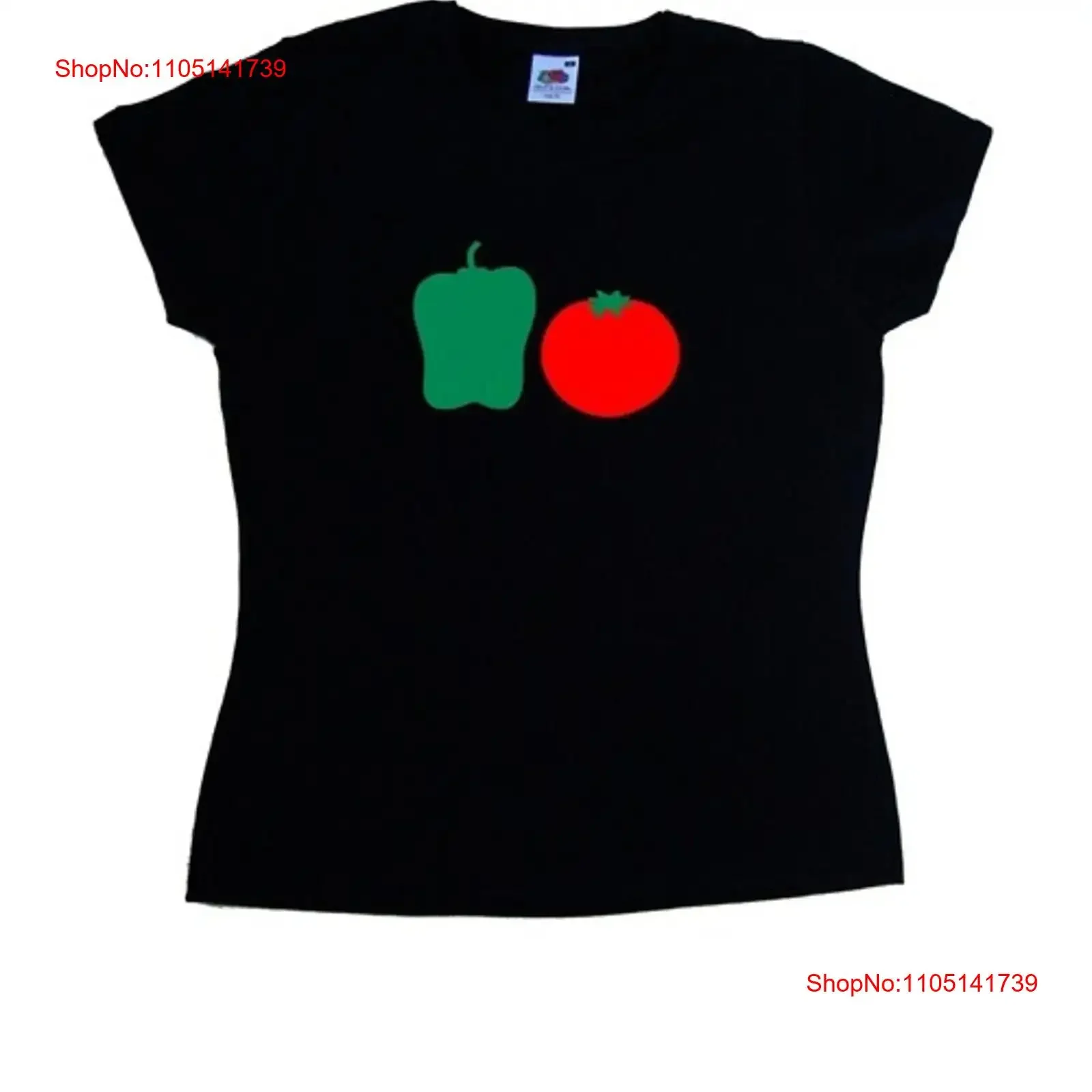 Camiseta de mujer de tomate rojo y pimiento verde, ropa de calle lavada vintage, elegante, ligeramente gráfico, ropa de diseñador Unisex, informal, suave