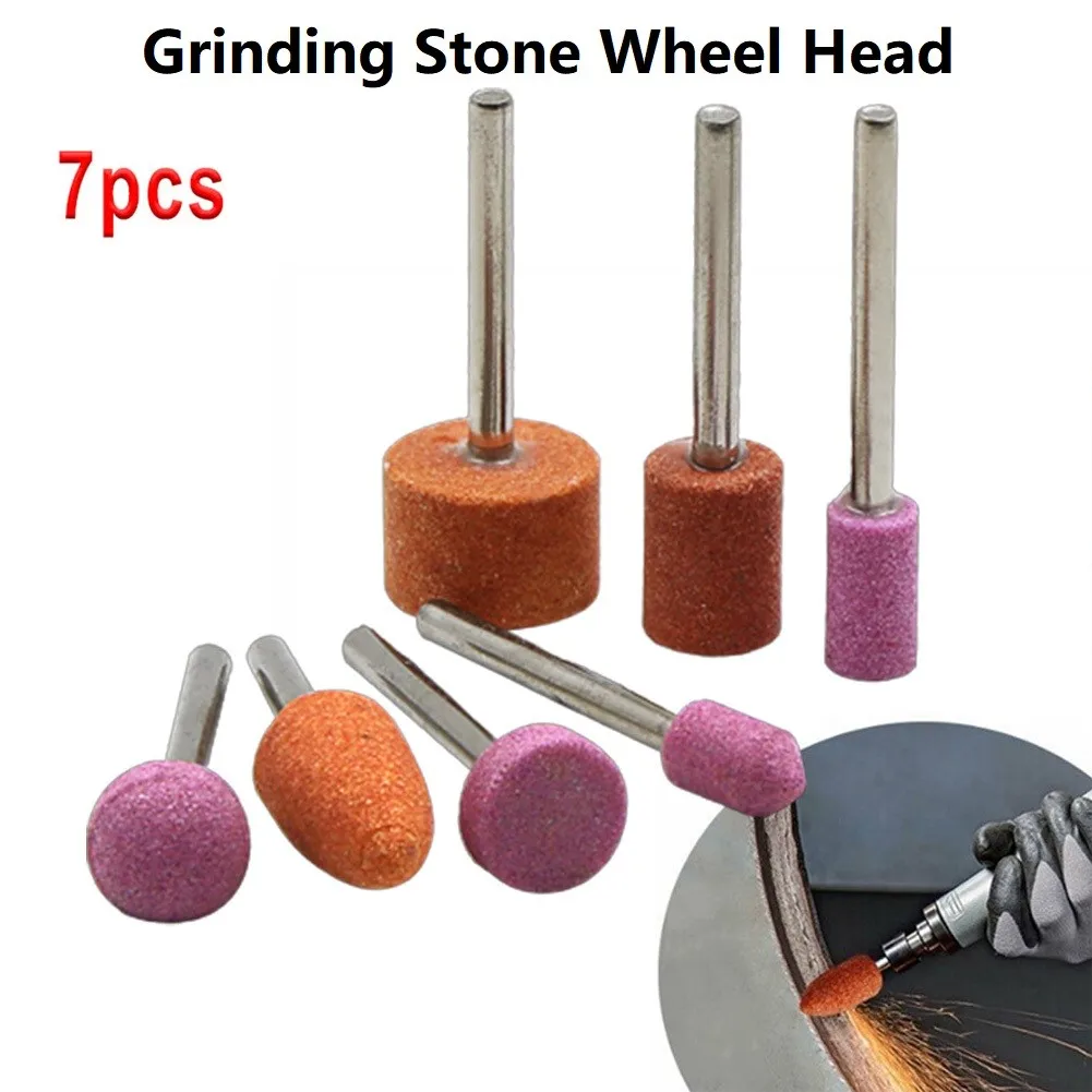 7pcs/Set Abrasive Mounted Stone Polishing Head Wheel Head Shank Grinding Head Stone Wheel Rotary Power Tools Accessories