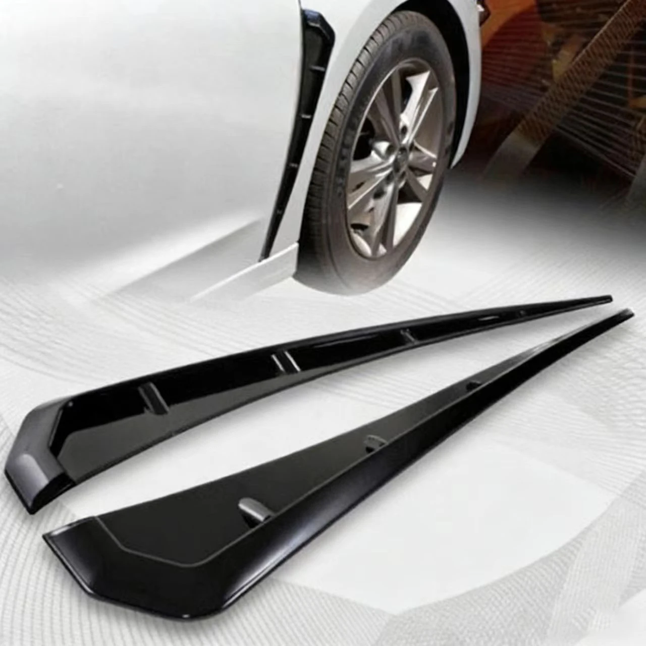 2 Stück Universelle Auto-Kotflügel-Seitenlüftungen ABS Spoiler Kotflügel Dekorative Aufkleber Auto-Seitenlüftungsflügel Abdeckung Zierleiste Zubehör – Detail 2