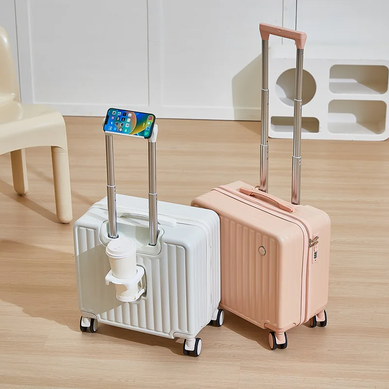 

Small Lightweight 8-Inch Women's Lage Carry-On Suitcase with Combination Lo And Pull Rod Travel Bag with Cup Holder