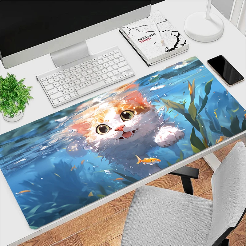 Cat World Kawaii Mouse Pad Home Computer Gamer Tastiera in gomma naturale Mousepad Laptop Anime Accessori da gioco Tappetino da scrivania Tappeto