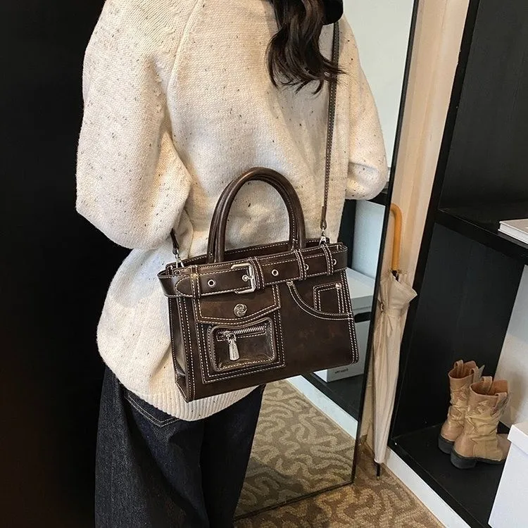 

2025 Winter Vintage Tote Bag Stylish Womens Shoulder Purse Minimalist Commuter Crossbody Premium Textured Handheld Bag