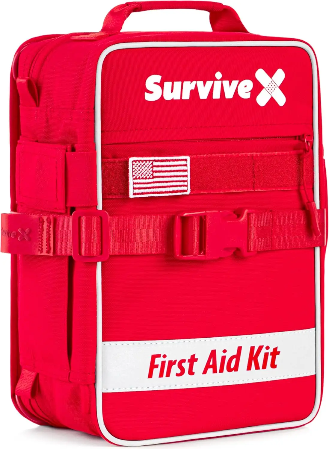 

Large First Aid Kit for Car, Travel & Home - Emergency Kit for Hiking, Camping, Backpacking and Outdoors with Zip Stitch Strips