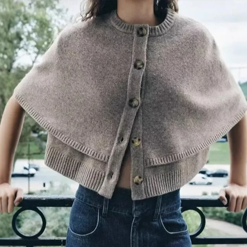 

5colors Women Wool Knit Cape Wraps Winter Warm Shawl Thickened Cardigan Coat Ponchos Scarf Neck Collar Party Dress Shawls