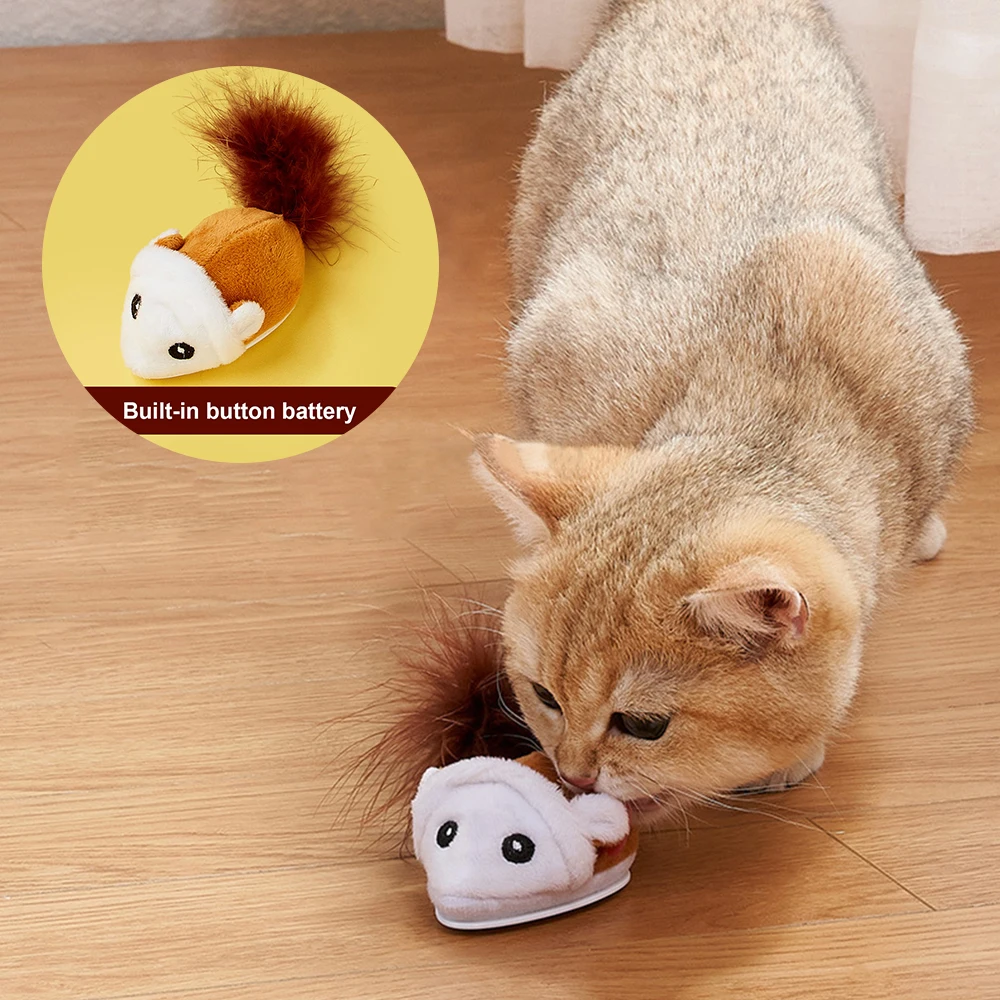 Smart Running Mouse Cat Toy Interactive Random Moving Electric Cat Teaser Toys Simulation Mice Kitten Self-Playing Plush Toys