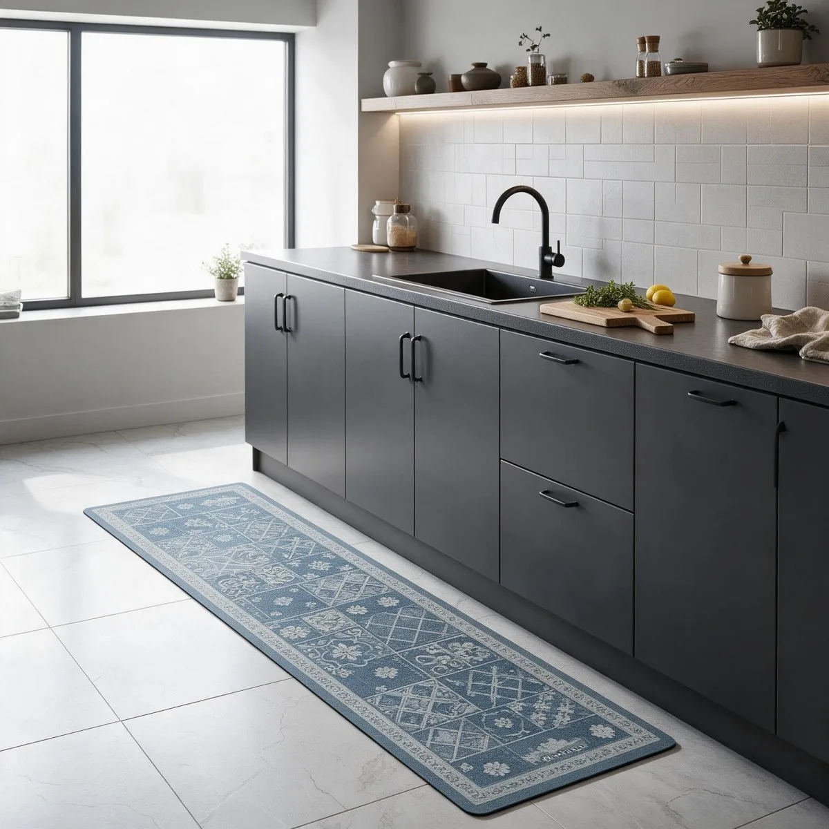 Tappetino da cucina in fango di diatomee, più spesso, assorbente e antiscivolo, con fondo in gomma, disponibile in versione lunga o quadrata, ideale per cucina, bagno, toilette, ingresso e sala da
