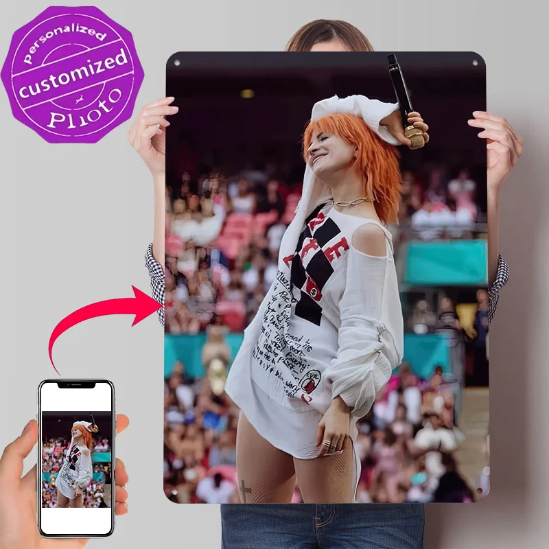 Hayley Williams Performing Live on Stage 3D Texture Metal Poster Customized Wall Art Tin Sign Gift for Mancave Office Decor Room