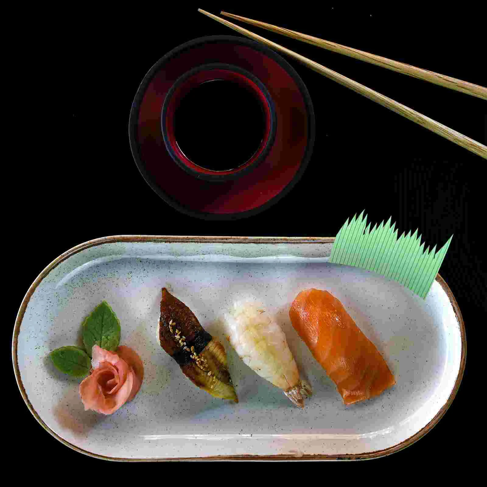 Sushi Decoration Grass Greenery Fake Leaf Sashimi Platter Faux lasting Stable Characteristics Home Restaurant