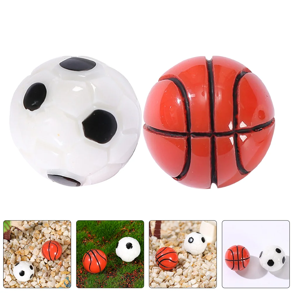 12 Pcs Micro Landscape Ornaments Small House Mini Basketball Football Resin Miniature Models