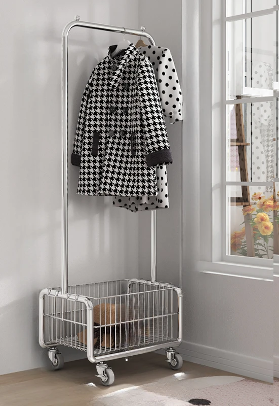 

Hanger on the floor, simple clothes rack in the bedroom, movable clothes rack, overnight clothes storage