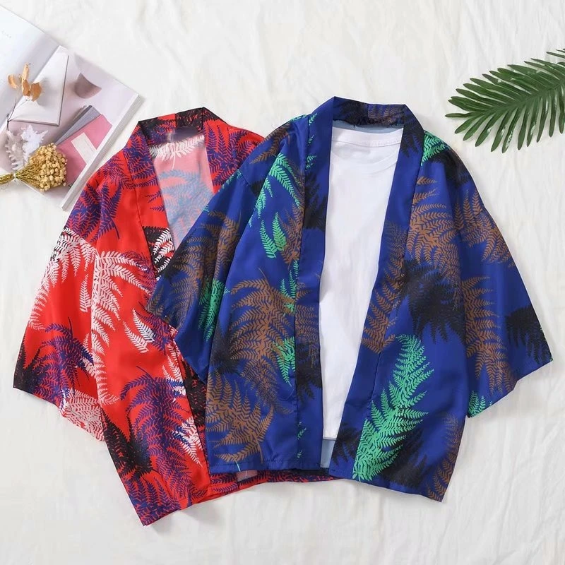 

Fashion Kimono Plant Print Haori Yukata Streetwear Kimono Unisex Beach Tops Robe Bathrobe Cosplay Japanese Harajuku Clothes