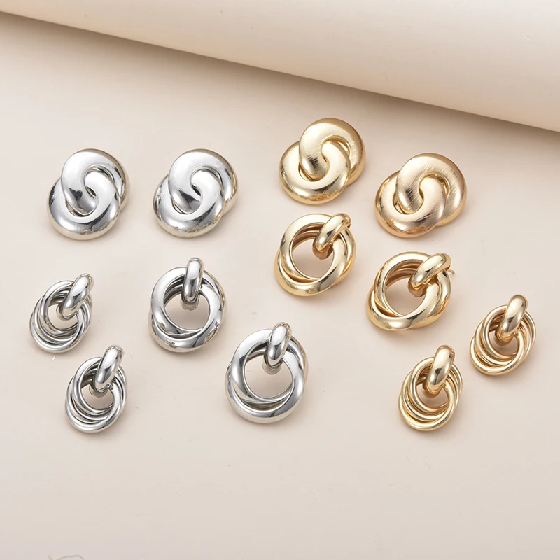 Fashion Twist Knot Metal Stud Earrings For Women Hollow Geometric Gold Silver Color boucles d\'oreilles Unusual Earrings Jewelry