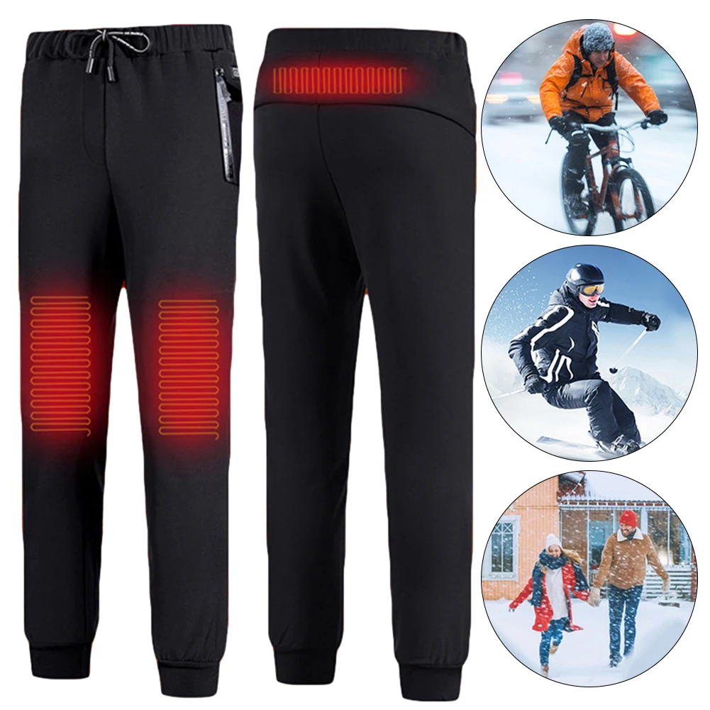 USB Charging Warm Heating Pants 3 Temperature Control 3 Heated Areas Electric Heated Pants Waterproof for Fishing Hiking Camping