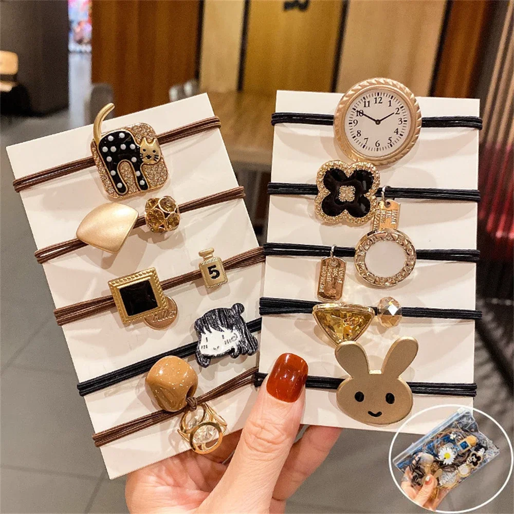 

10 шт./компл., веревка для волос, милые цветы, кролики, резинки для волос, аксессуары для головных уборов, высокоэластичные ленты для волос, держатель для хвоста без вреда