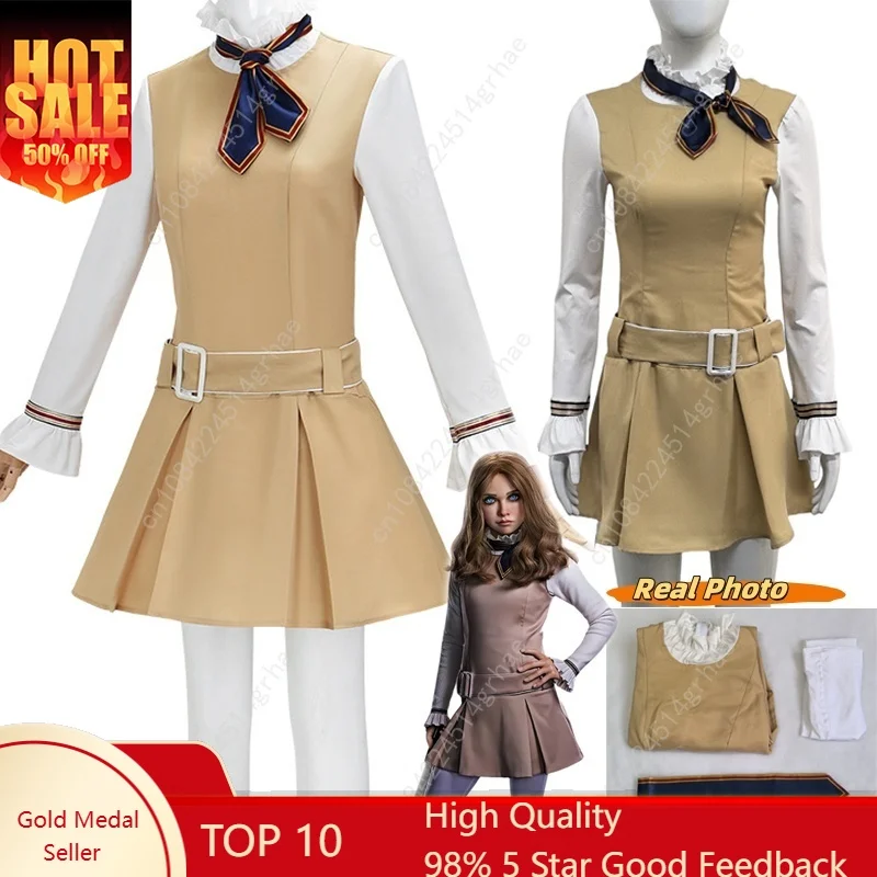 

M3GAN 2.0 Megan Cosplay Costume Dress Girls Women Megan Costume Popular Clothes Brown Uniform Dress Set for Adult Comic Con