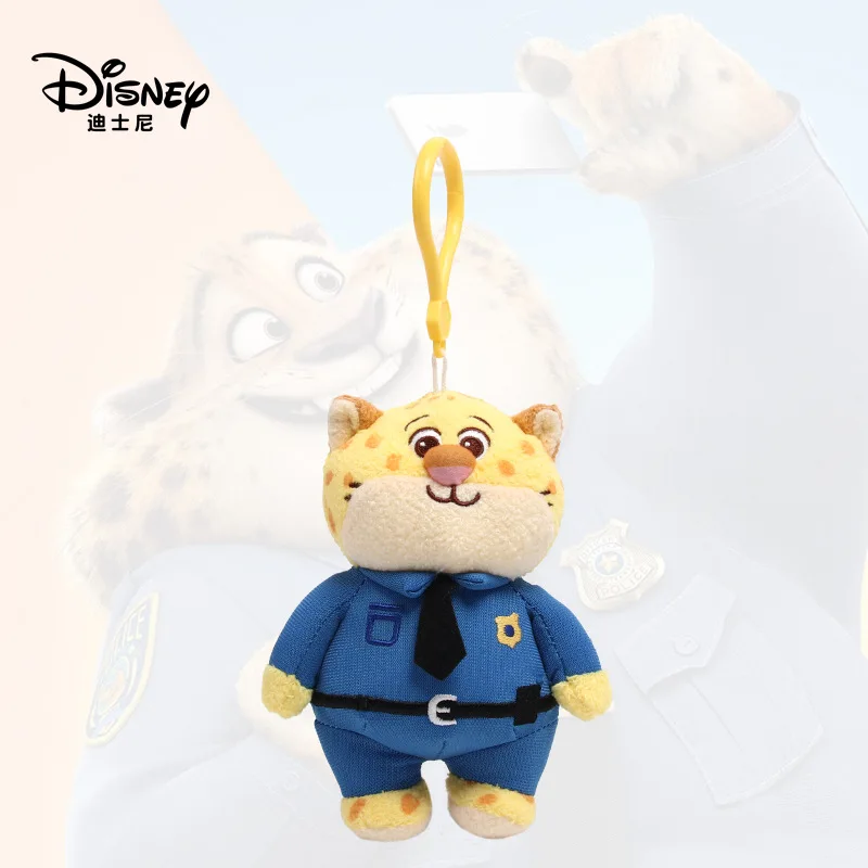 

14cm Disney Zootopia Clawhauser Plush Keychain Cute Cheetah Police Officer Stuffed Bag Charm