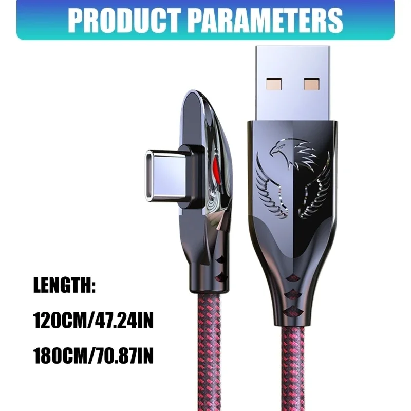 L-shaped elbow 5A super fast charging data cable braided charging cable Type-C suitable for Apple Android phones