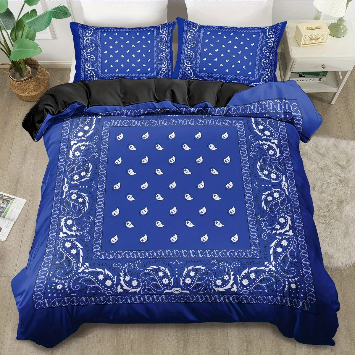 Soft Boho Red Duvet Cover Set Elegant Paisley Retro Style Bedding Set for Bedroom - Comforter Cover with Matching Shams