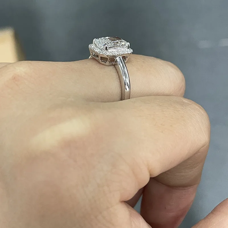 IGI-Zertifizierter 2 Karat Radiant-Schliff EF VS-VVS Labor-Gezüchteter Diamantring Massiver 950 Platin Braut-Versprechen-Ring – Detail 8