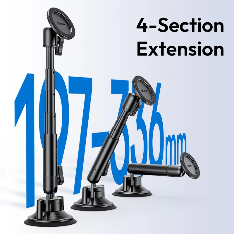 حامل Ulanzi ZJ06 ذو الالتصاق لتميز الهواتف الذكية MagSafe مع 360 درجة °   تعديل رأس الكرة لنافذة الزجاج الأمامي لفتحة سقف السيارة