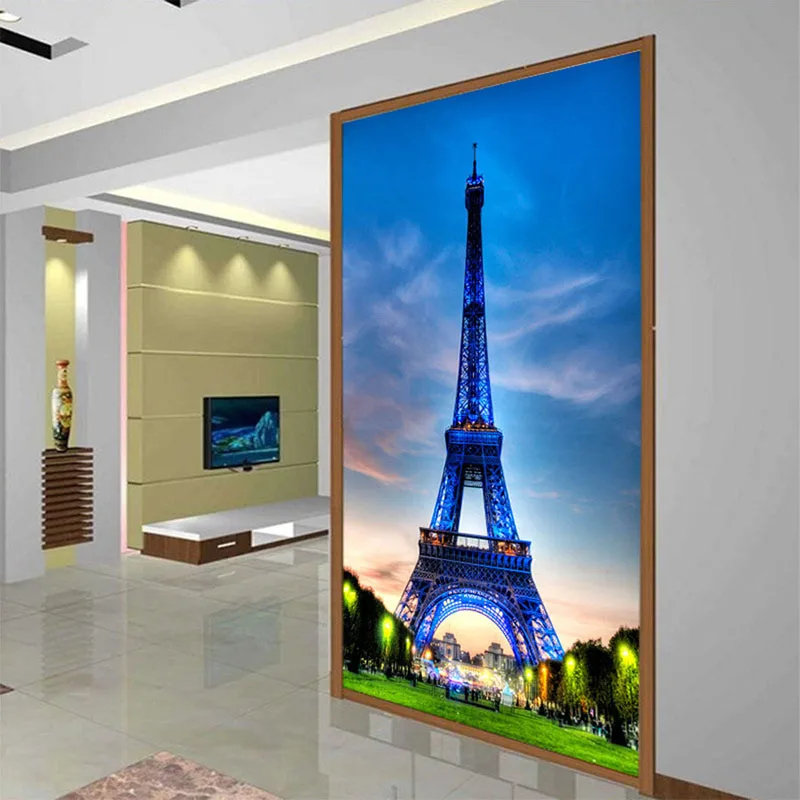 Custom Mural Wall Paper Classic City Building Eiffel Tower Living Room Entrance Photo Background Non-woven Wallpaper Home Decor