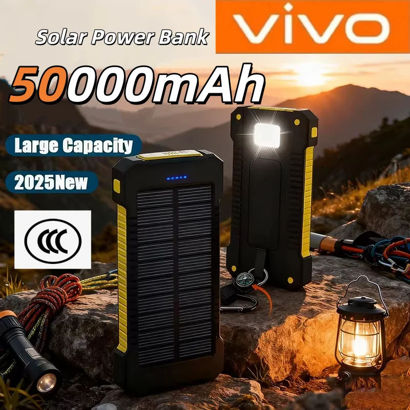 

VIVO 50000 мАч Солнечная большая емкость 120 Вт Сверхбыстрая зарядка Наружное освещение Портативный для iPhone Xiaomi Samsung Внешняя батарея