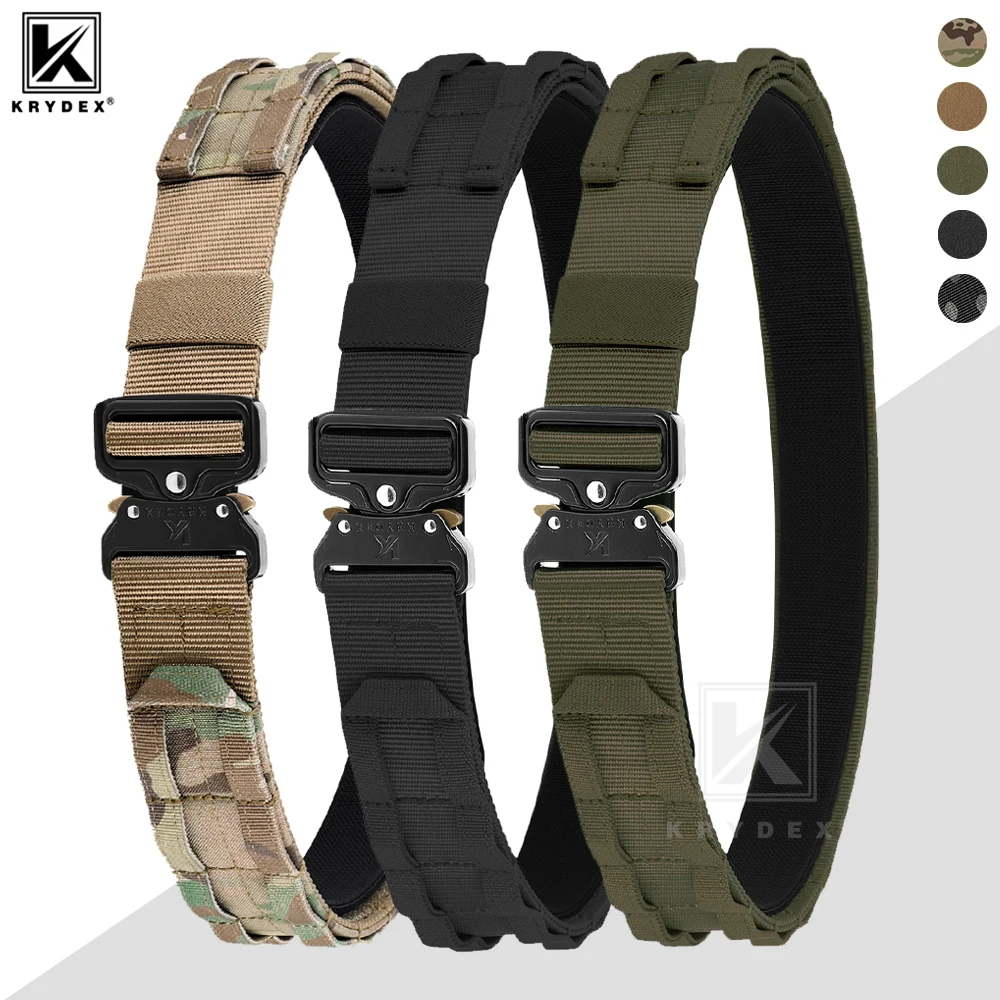 

KRYDEX Tactical MOLLE Belt 1.75 Inch Inner & Outer Hunting Heavy Duty Nylon Belt Quick Release Metal Buckle Outdoor Men's Belt