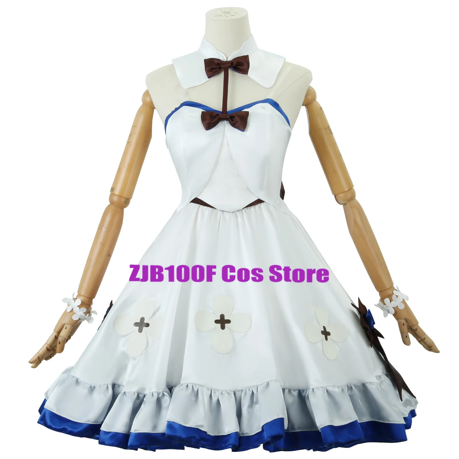 Game Impact Cosplay para Mulher, Sinfonia, Vestido Branco, Chapéu, Orelhas, Uniforme de Cauda Halloween