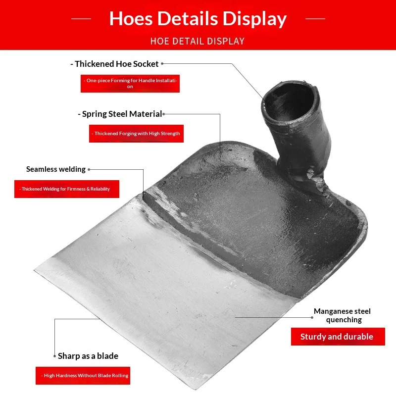 Forged Thickened Manganese Steel Welded Gardening Shovel for Farm Use Weed Removal Planting Digging Steel Blade Shovel