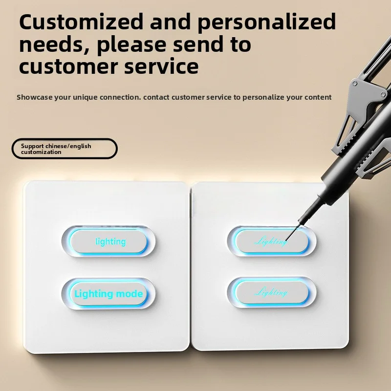 Ultra-Thin Zigbee Smart Switch Night Light Tuya App Voice Control Timed Start Button Text Customizable for Home Automation