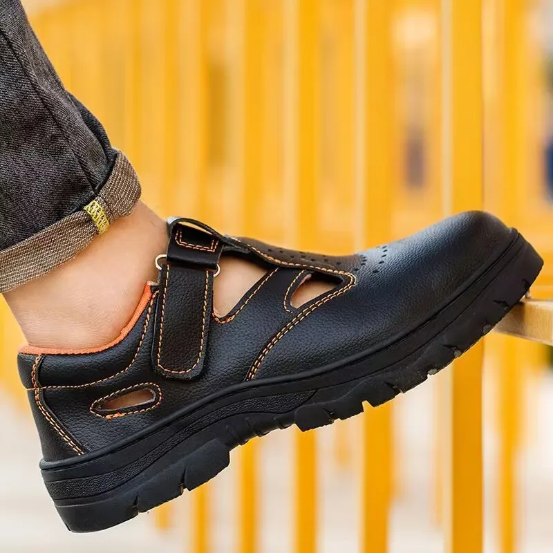 Moda para hombre, puntera de acero transpirable, zapatos de