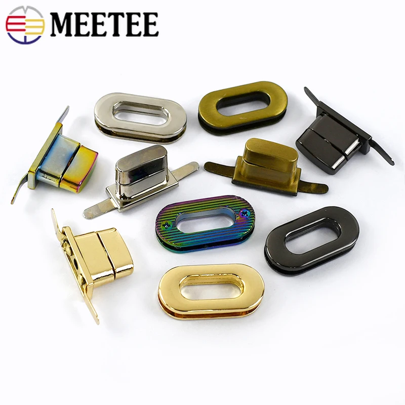 1-10Pcs Meetee 34x16mm Bag Twist Turn Lock Clasp Egg-shaped Mortise Clasps Handbag Closure Locks Buckle Leather Hardware