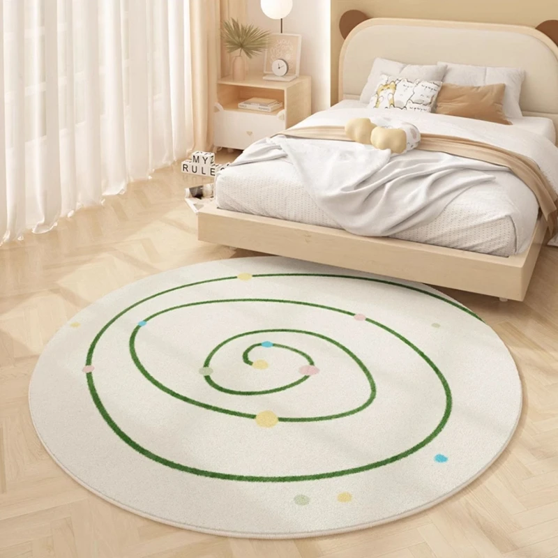 Cream Style Living Room Round Carpet Minimalist Lines Bedroom Carpet Letter Girl Room Rugs Comfortable Soft Balcony Rug Alfombra