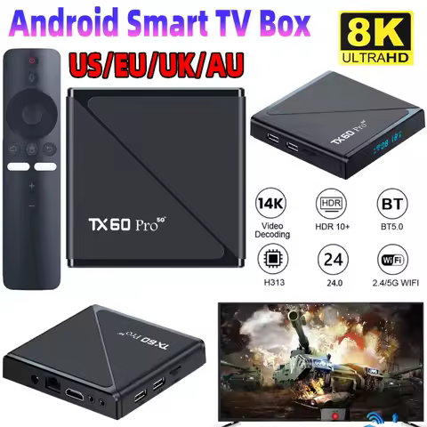 2025 Android 24 Smart TV Box 16GB 256GB Media Player 14K 2.4G/5G Dual WiFi Set Top Box with Remote TV Receivers Android Box